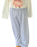 Girls grey teddy bear set with lace jacket and trousers