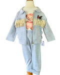 Girls grey teddy bear 3 piece set with trousers
