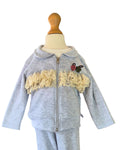 Grey girls teddy outfit with lace trimmed jacket
