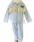 Grey girls teddy outfit with lace trimmed jacket
