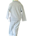 Girls grey teddy top trousers and lace jacket set