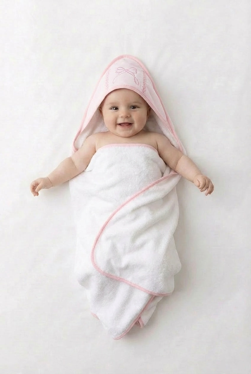 Baby hooded towel set pink rock a bye baby