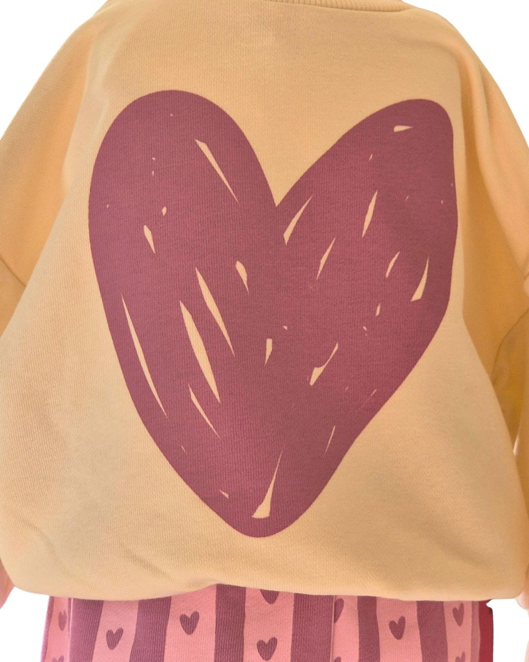 Cream Sweatshirt with Lilac Heart