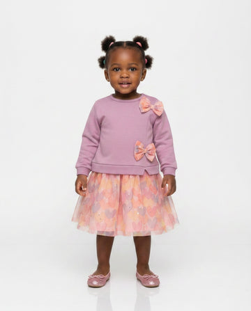 Girls lilac heart net dress