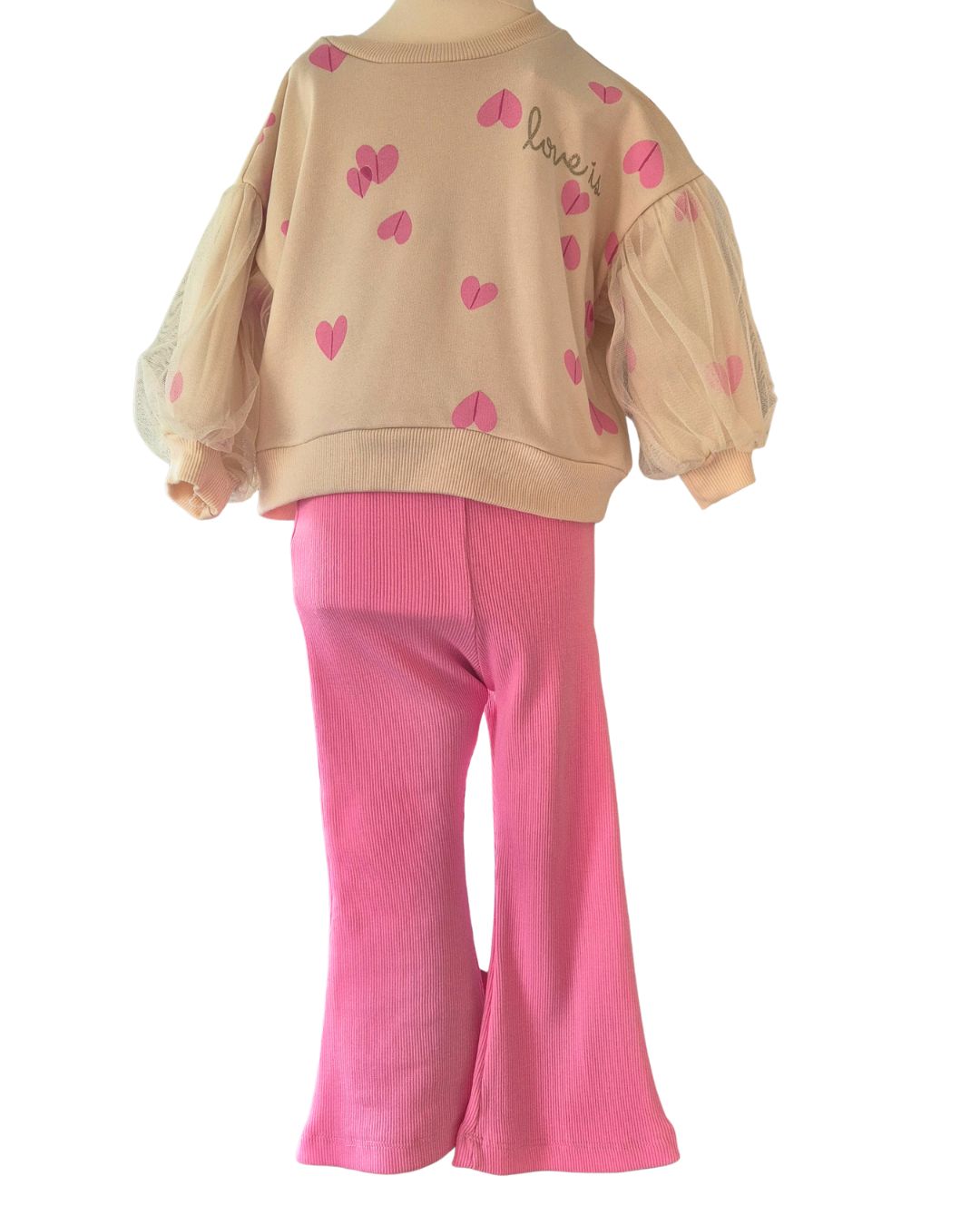 Girls cream sweatshirt with pink hearts