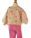 Girls heart print sweatshirt set