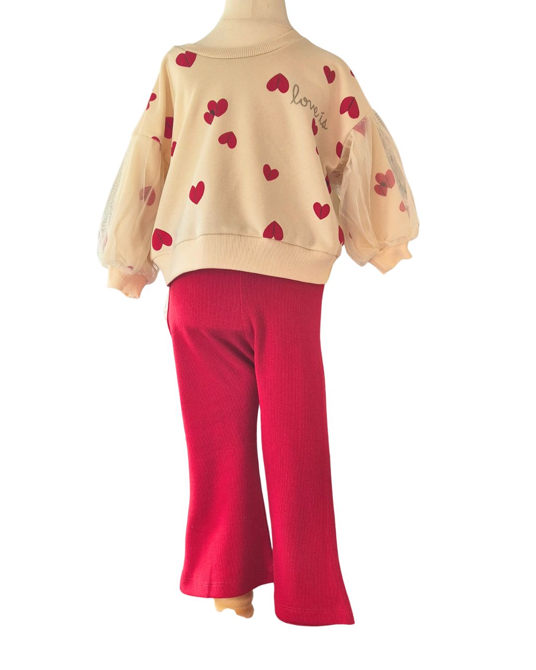 Girls cream heart sweatshirt outfit
