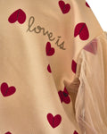 Cream sweatshirt with red hearts for girls
