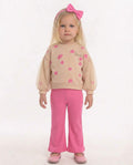 Girls pink Love Is sweatshirt and leggings set