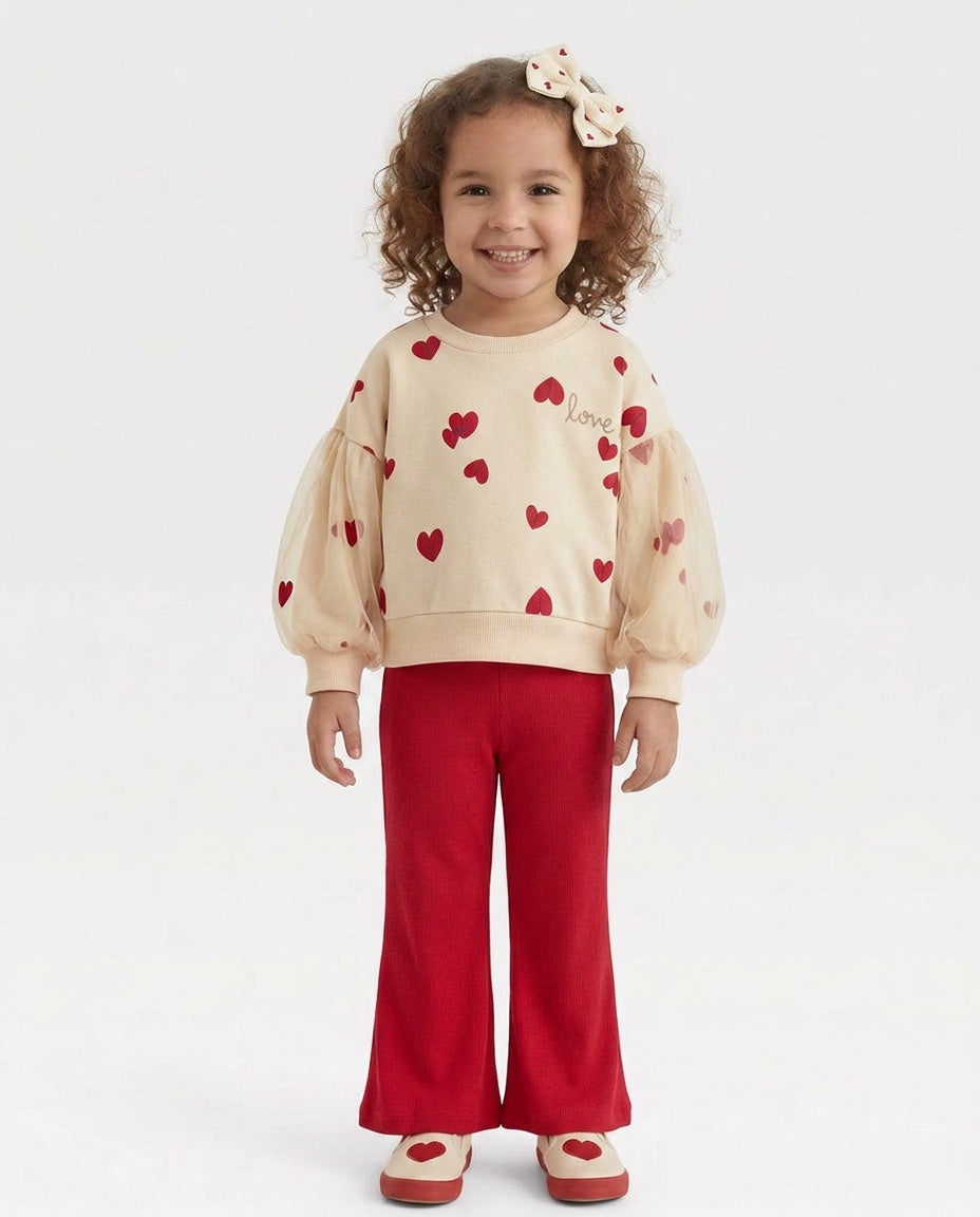 Girls Love Is heart sweatshirt and leggings set