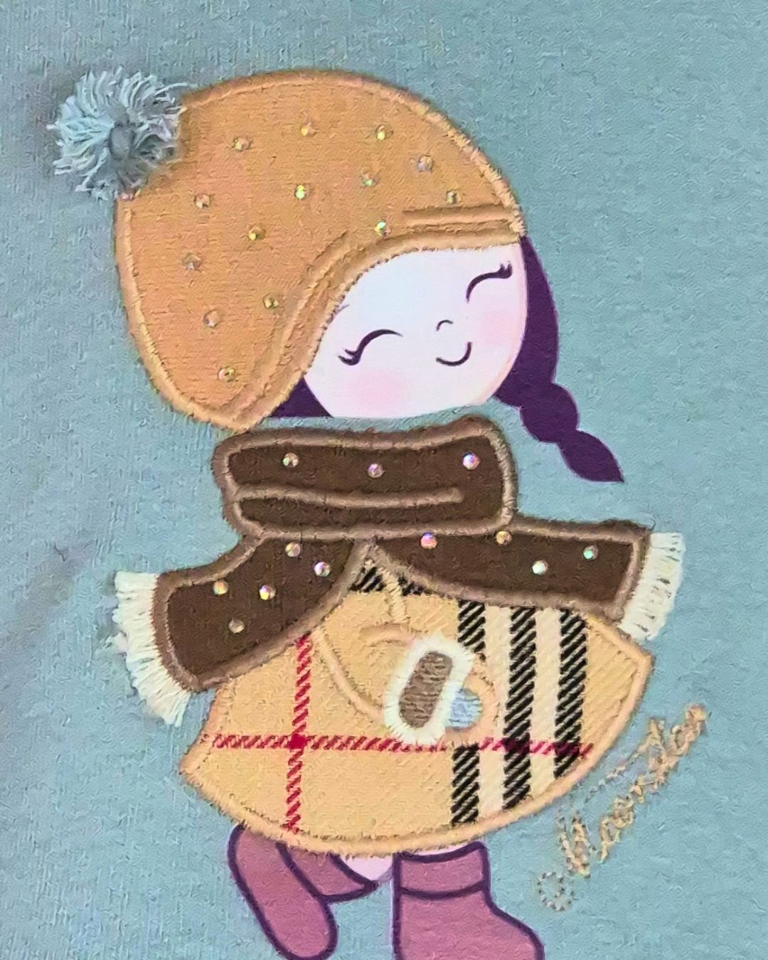 Girls’ doll motif dress with sparkling crystal details