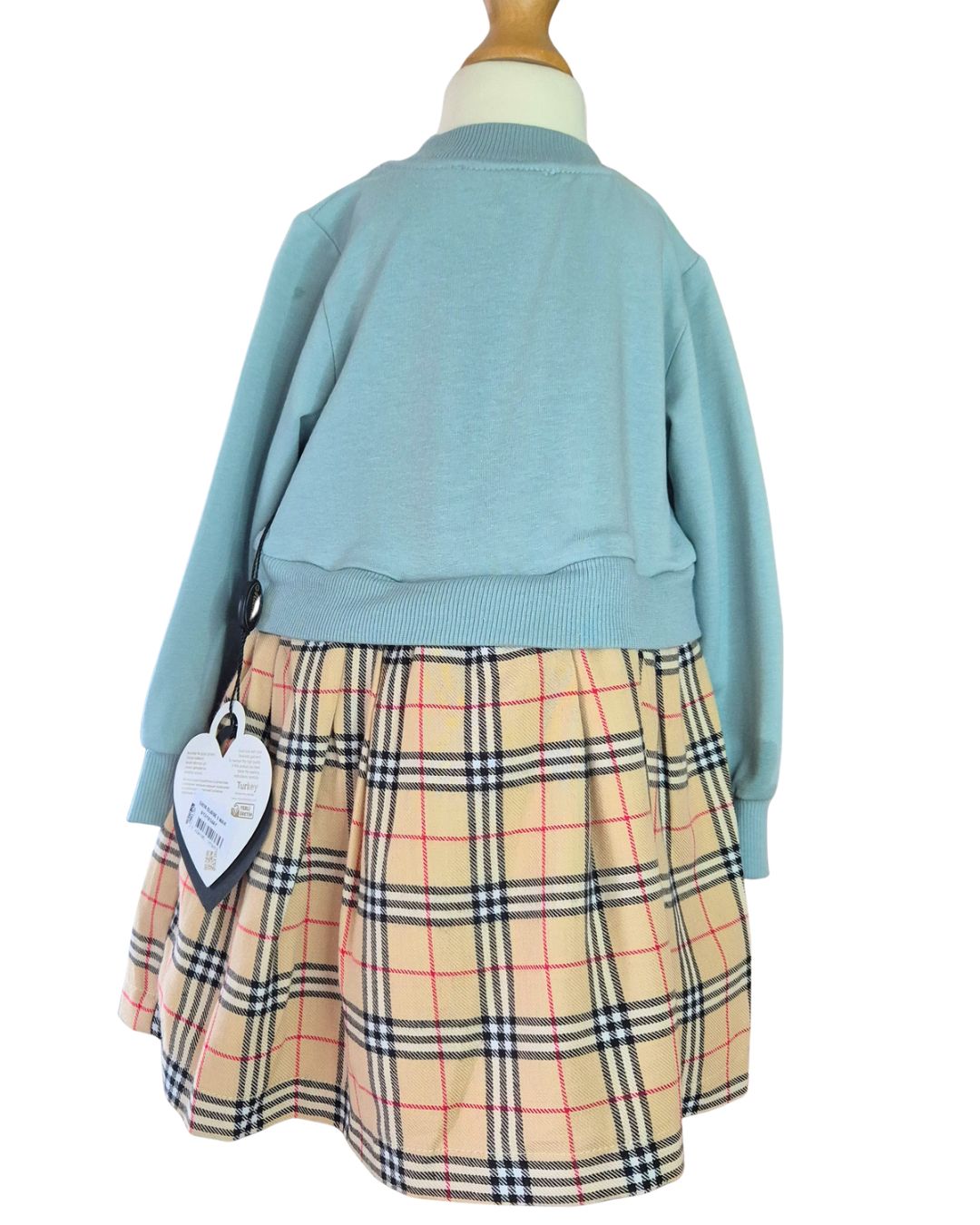 Baby girls’ designer-inspired tartan dress with blue top