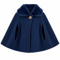Classic navy cape for girls with arm slits