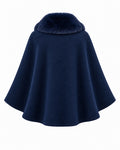 Girls’ navy faux fur cape for autumn and winter