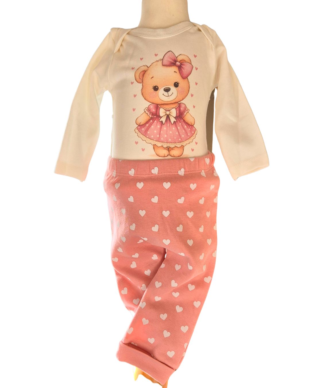 Peach heart leggings baby set