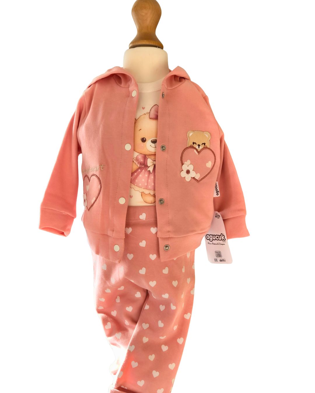 Baby girls teddy bear hoodie outfit