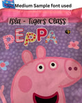 Personalised Peppa Pig drawstring bag with name and class