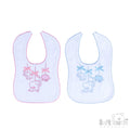 Baby bib with pink satin ribbon bow detail
