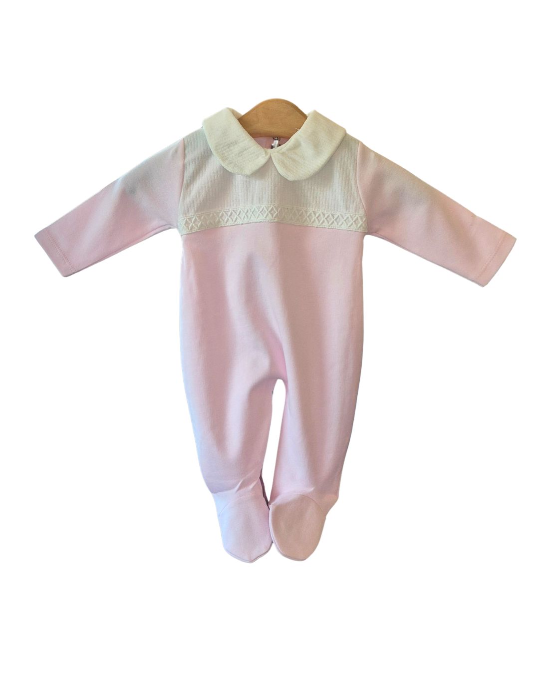 Baby girls ivory Peter Pan collar sleepsuit