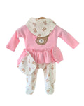 Baby girls pink and cream teddy bear 5 piece set