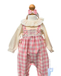 Baby girls pink dungarees and headband