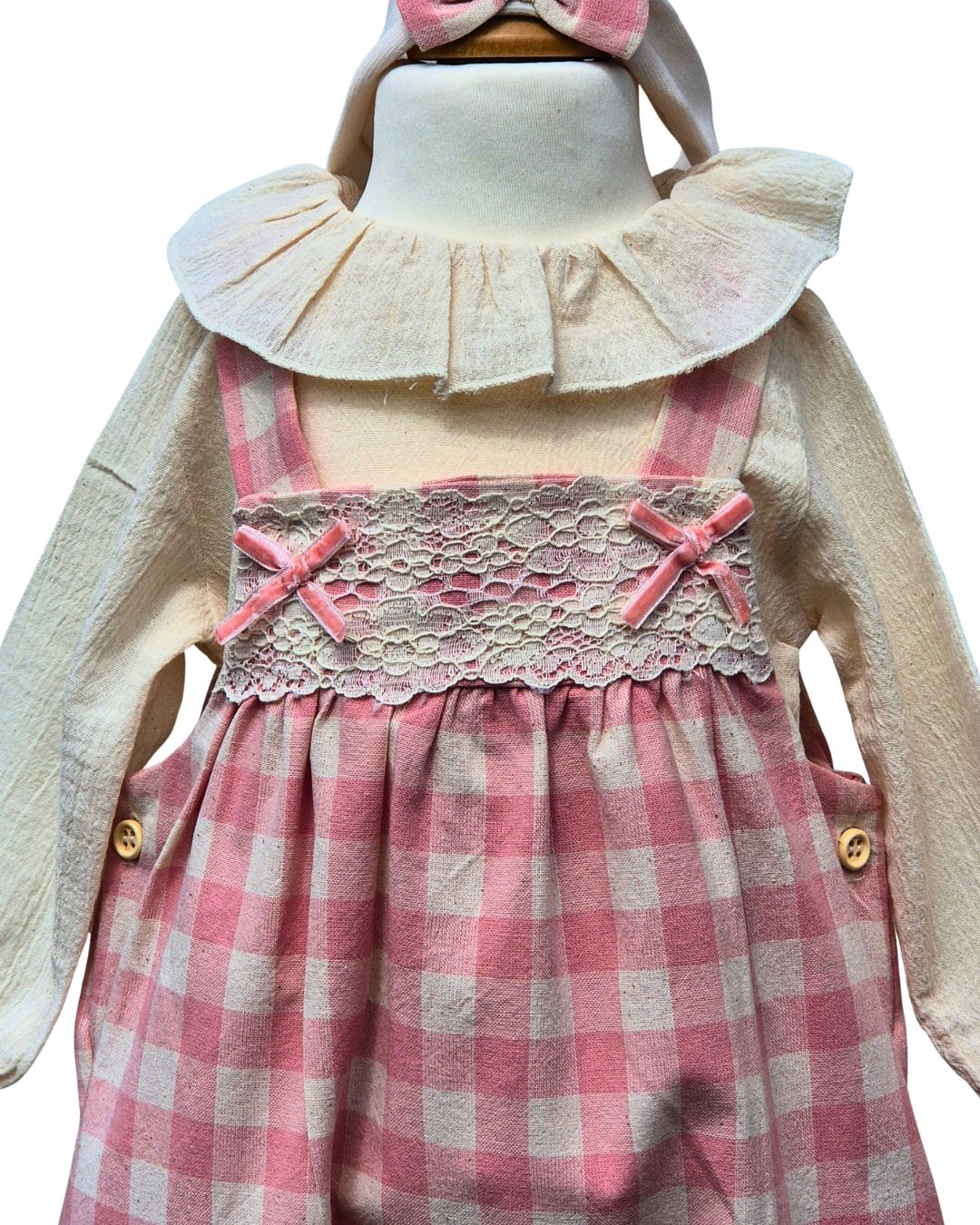 Boutique baby girls checked outfit