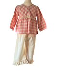 Sustainable girls clothing with pink check top