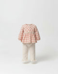 Girls pink checked boutique outfit by Tongs