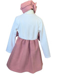 Girls dusky pink bow dress with full A-line skirt