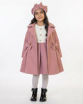 Girls dusky pink dress and hat with matching coat