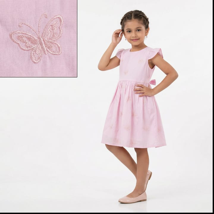 Girls twirl dress with butterfly embroidery