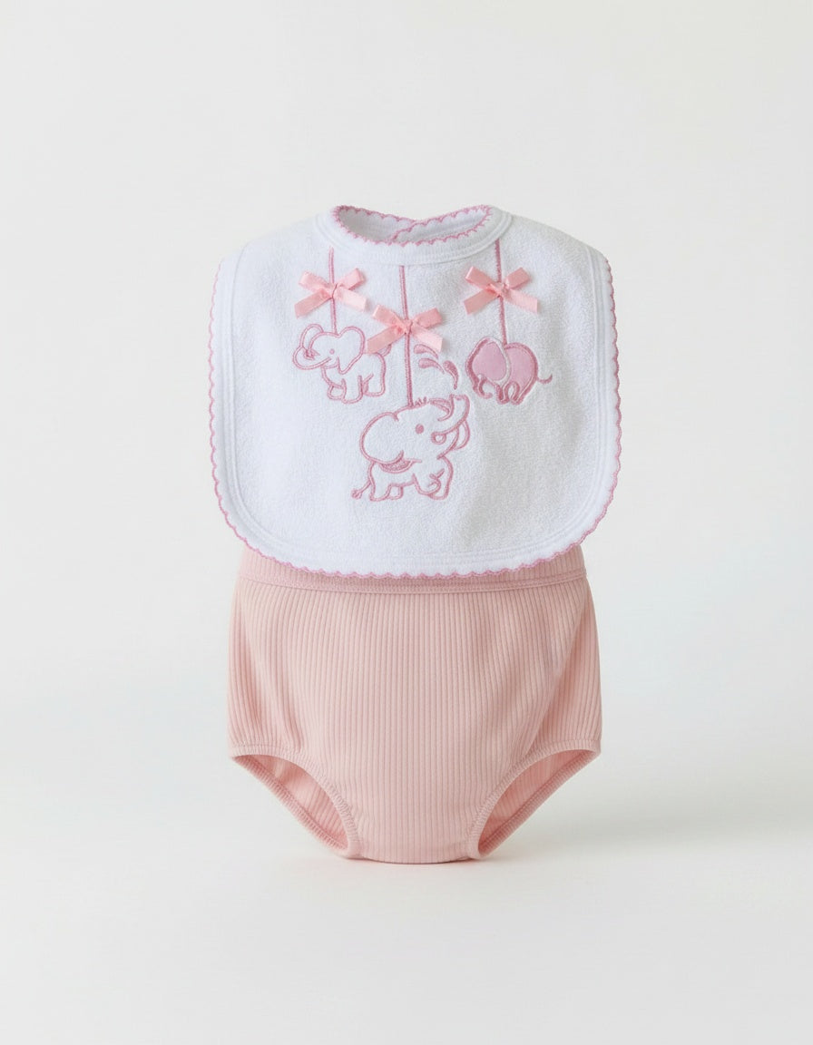 Traditional embroidered elephant bib for girls