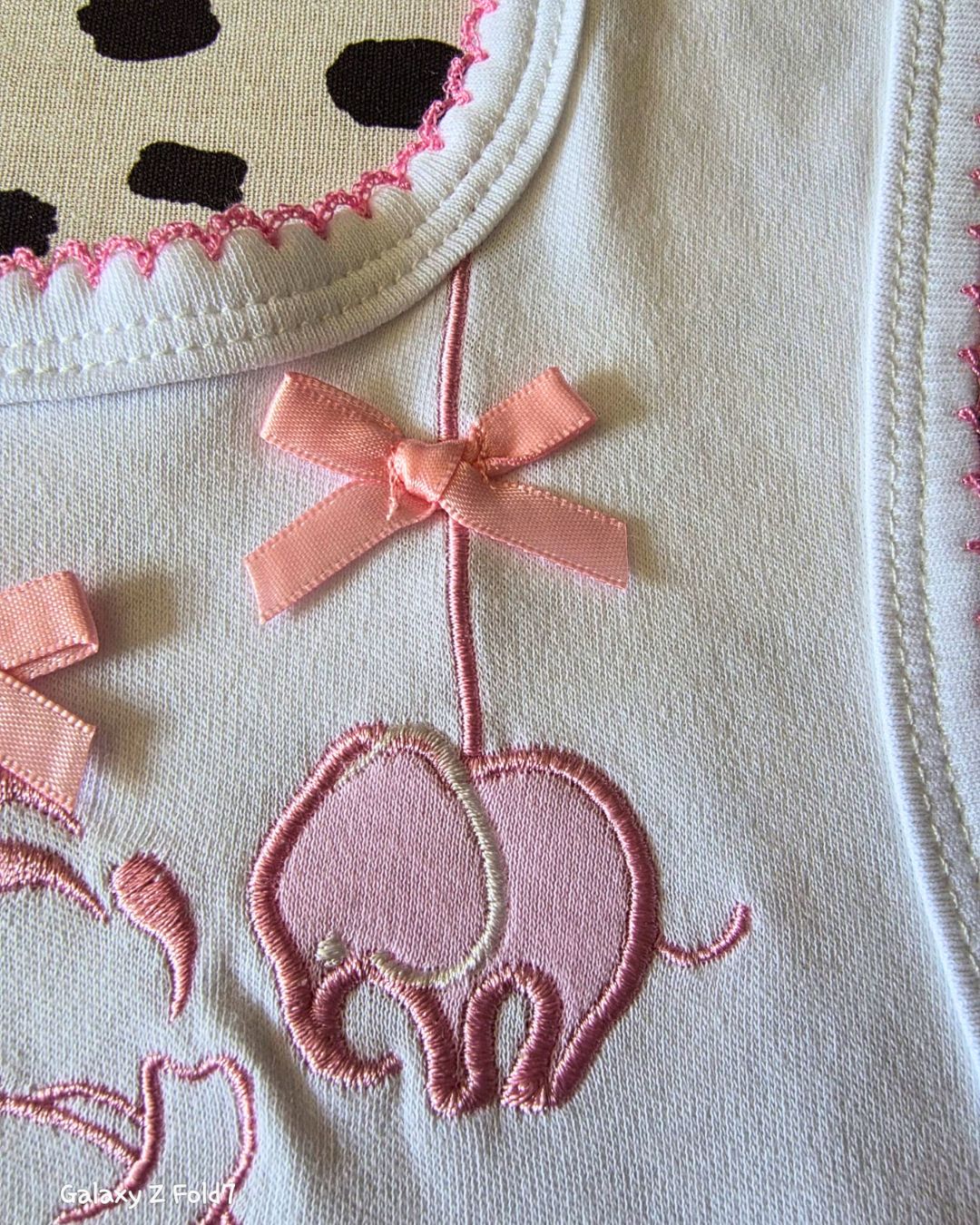 Pink elephant bib with Velcro fastening