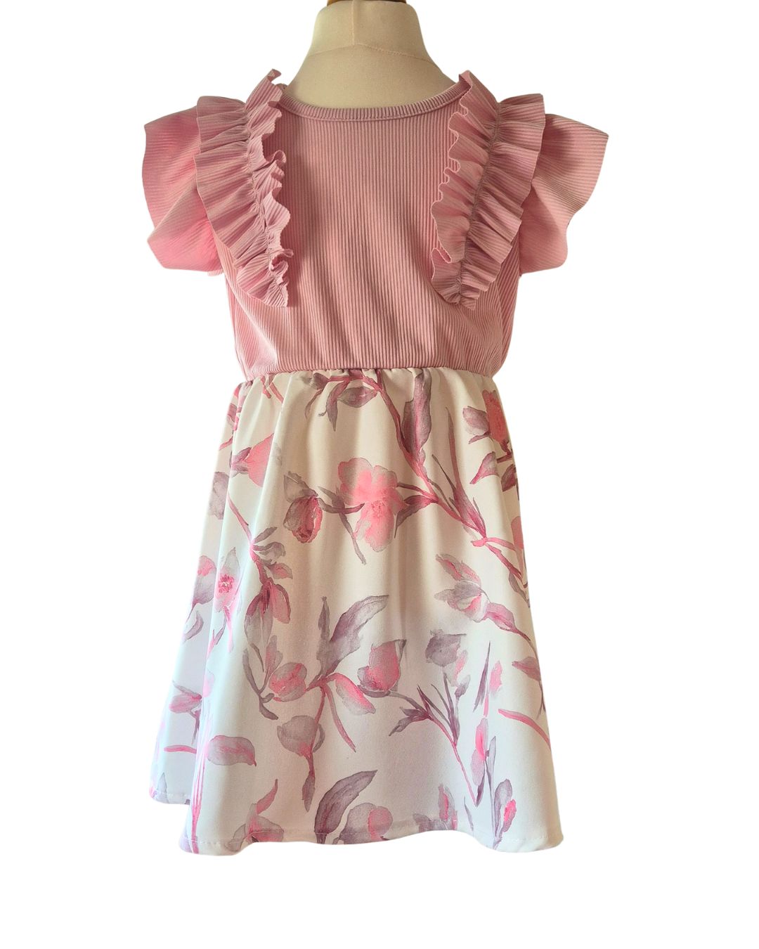 Baby girls pink floral party dress