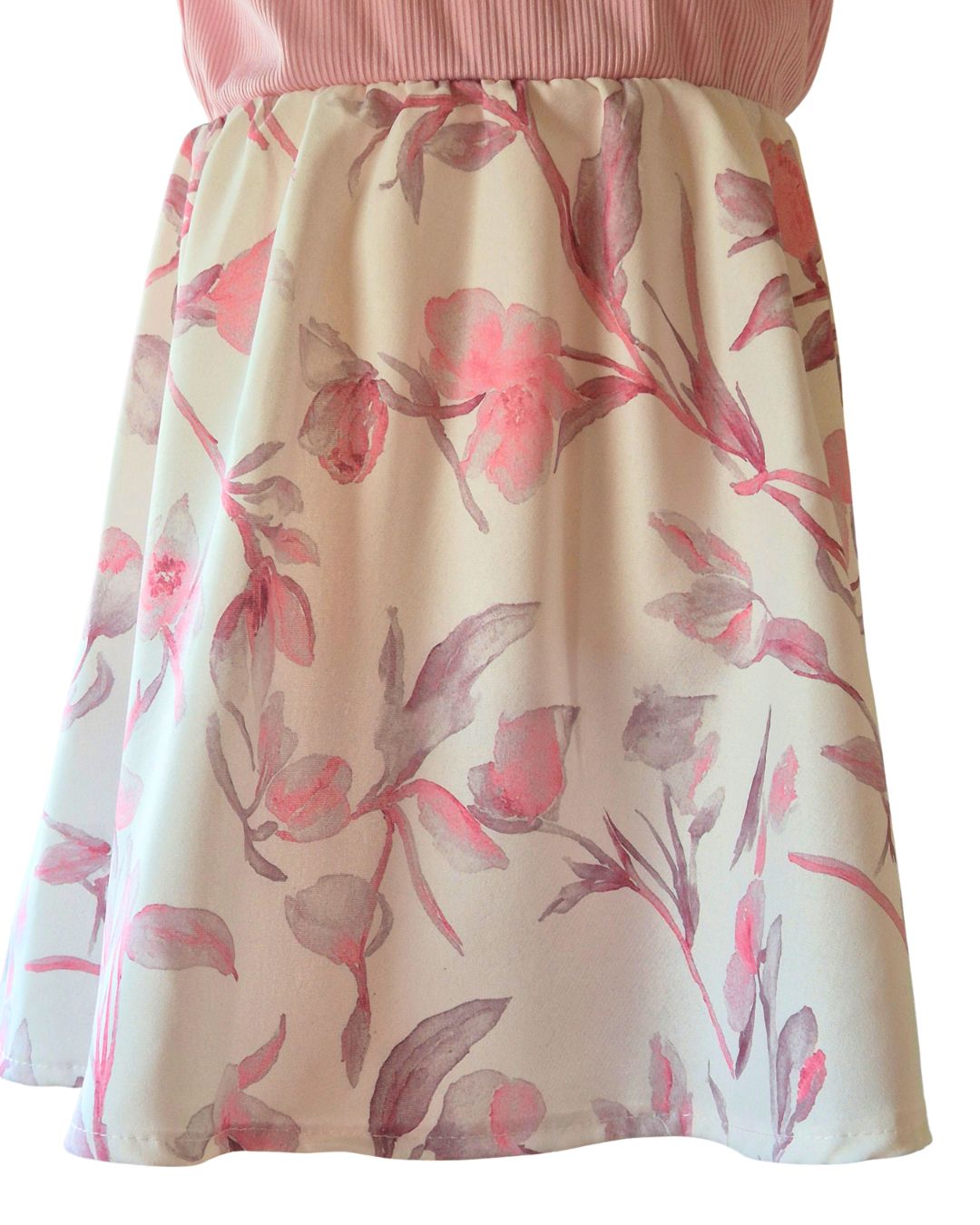 Floral girls summer dress with silver chain bag