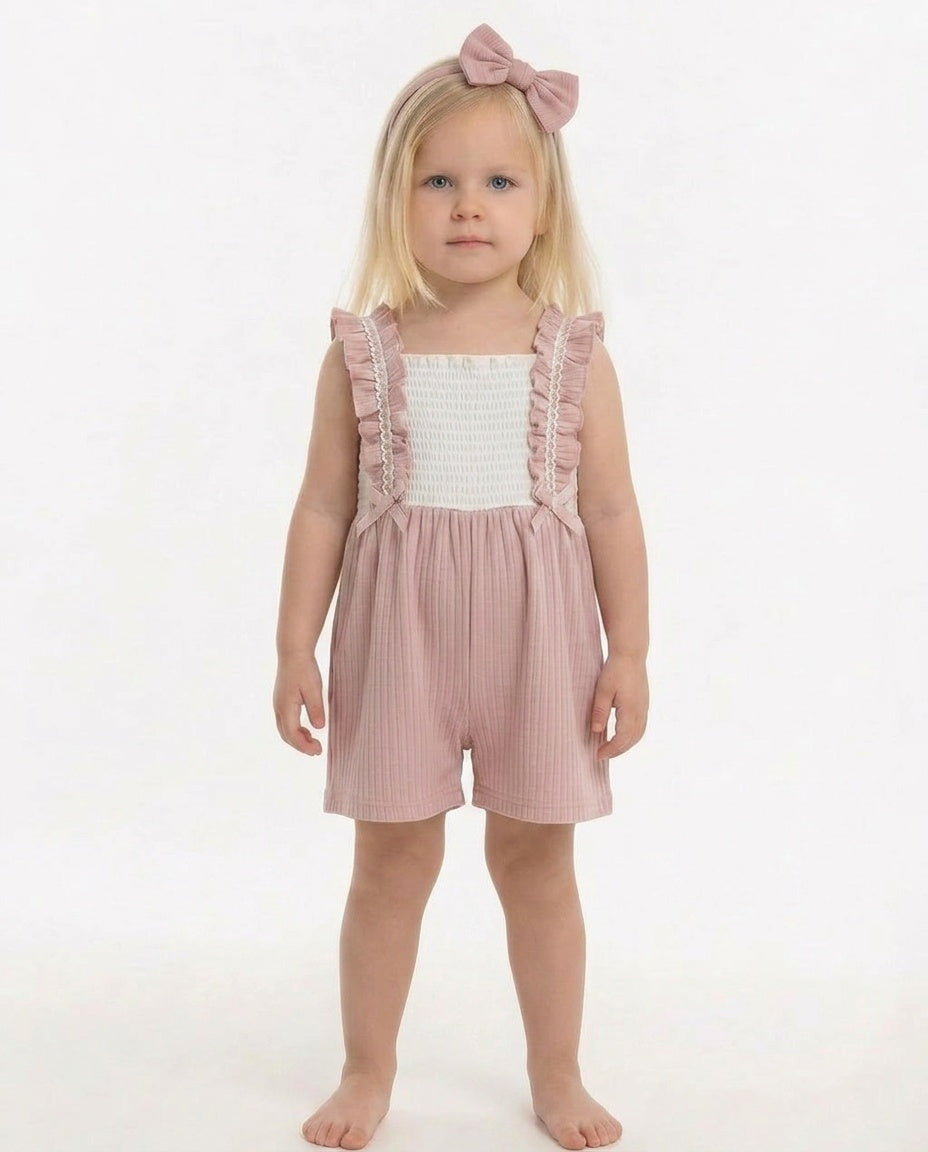 Tongs baby pink frill playsuit