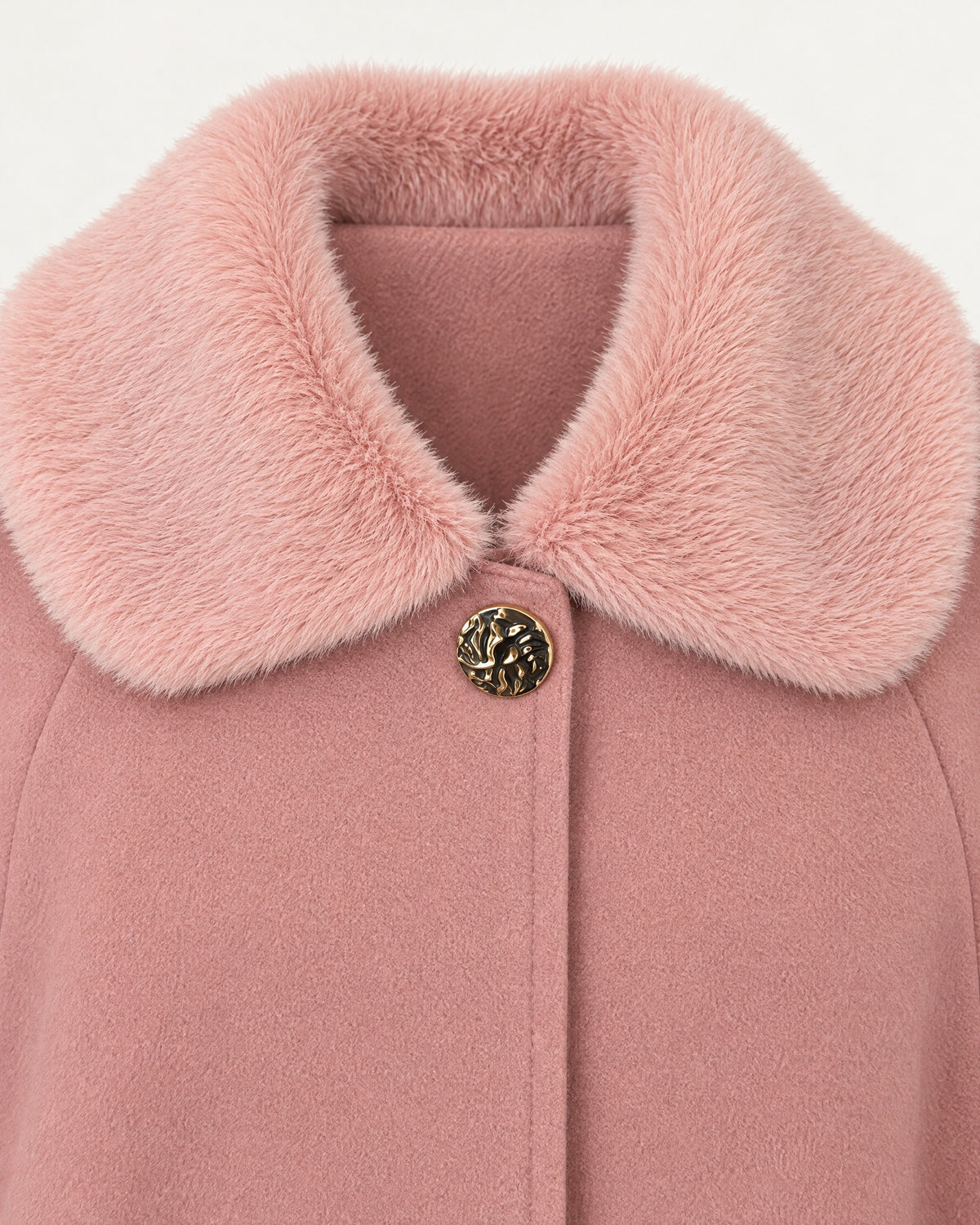 Girls’ classic pink cape with gold button fastening