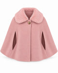 Girls’ pink cape with soft faux fur collar