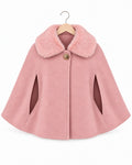Girls’ pink cape with arm slits and gold button
