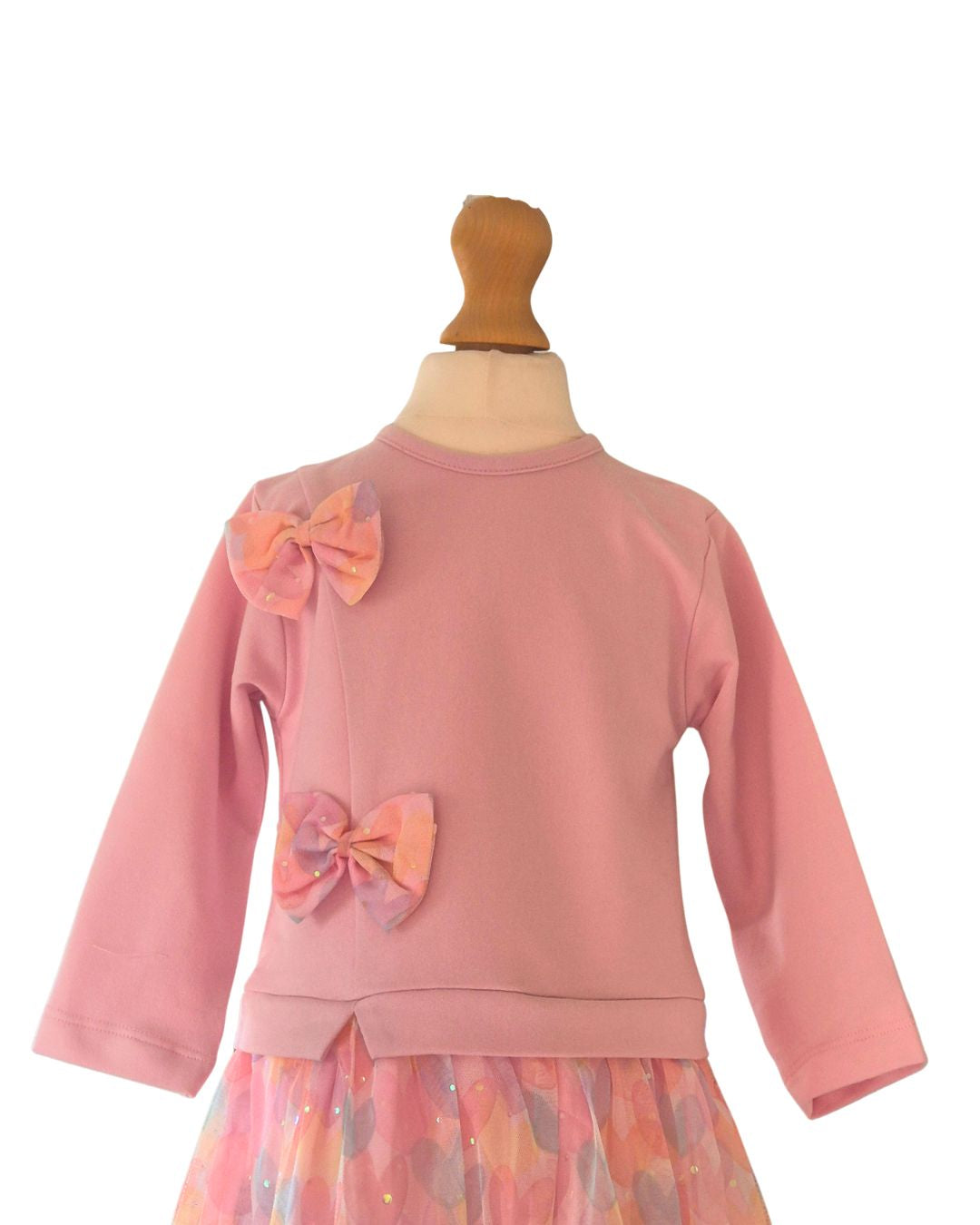 Pink girls sweatshirt dress with tulle skirt