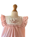 Girls boutique outfit with frilled sleeves and floral embroidery