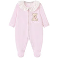 Baby girls pink velour sleepsuit