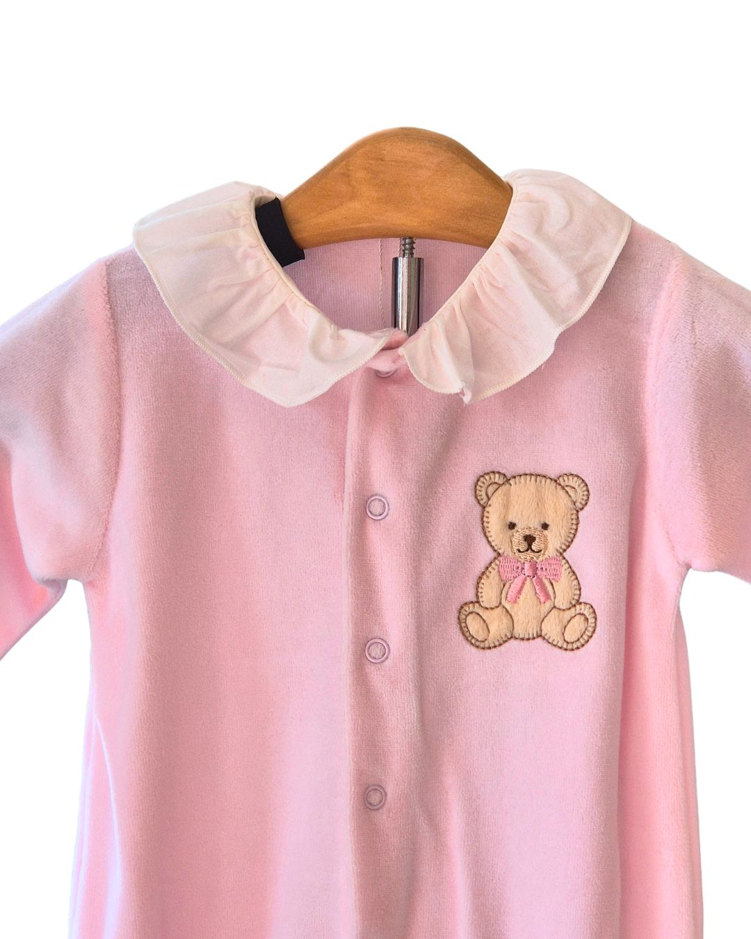Baby girls embroidered teddy romper