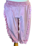 Girls pink ruffle trousers and matching hooded jacket
