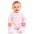 Girls pink teddy bear velour sleepsuit