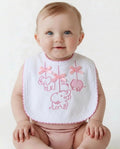 Pink embroidered elephant baby bib