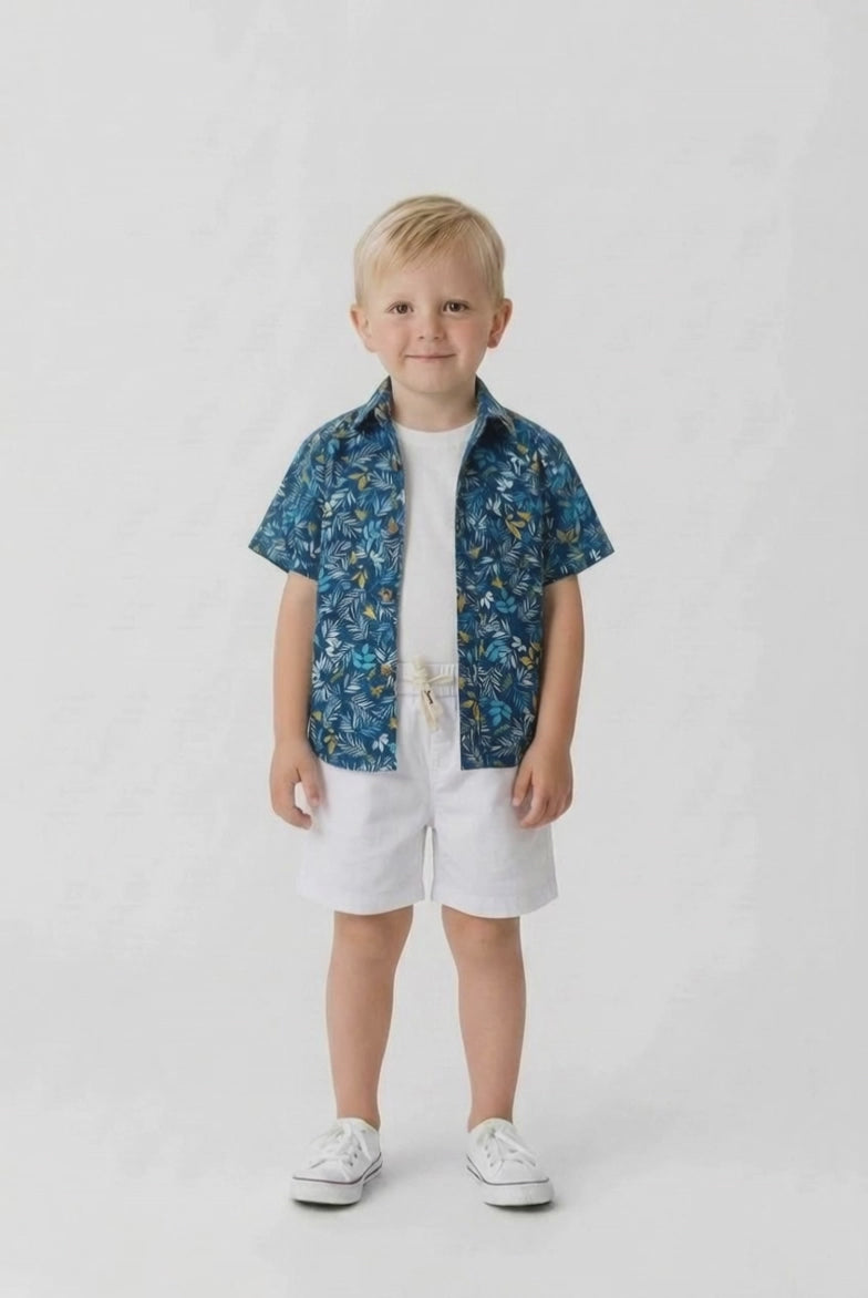 Boys tropical shorts set with shirt and t-shirt