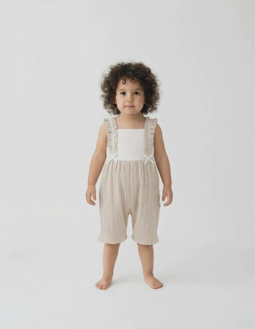 Tongs baby beige frill playsuit