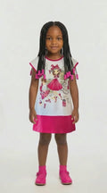 Girls cerise fashionista dress summer cotton
