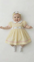 baby girl lemon dress set with headband and knickers UK